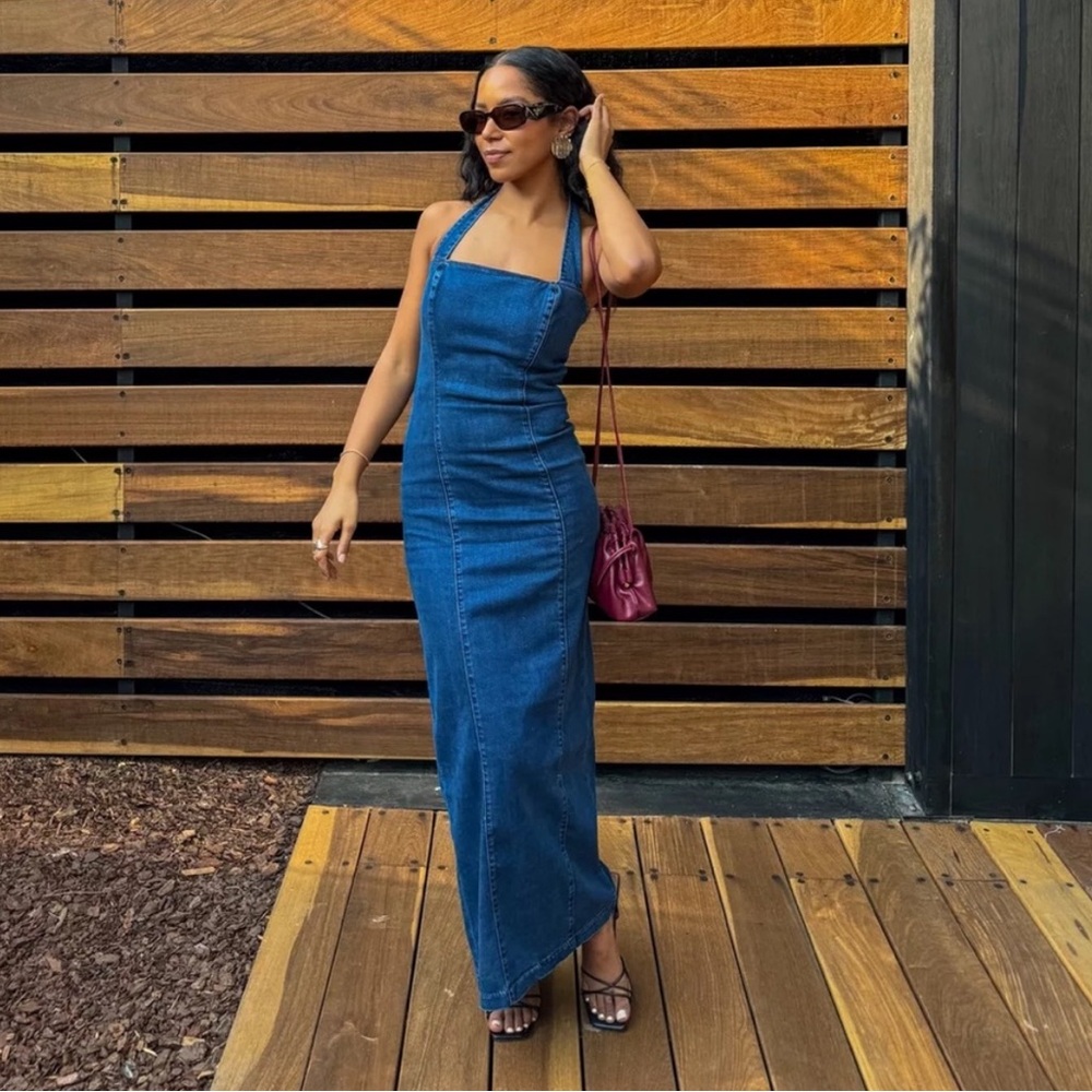 Reformation Blue Denim Midi Dress